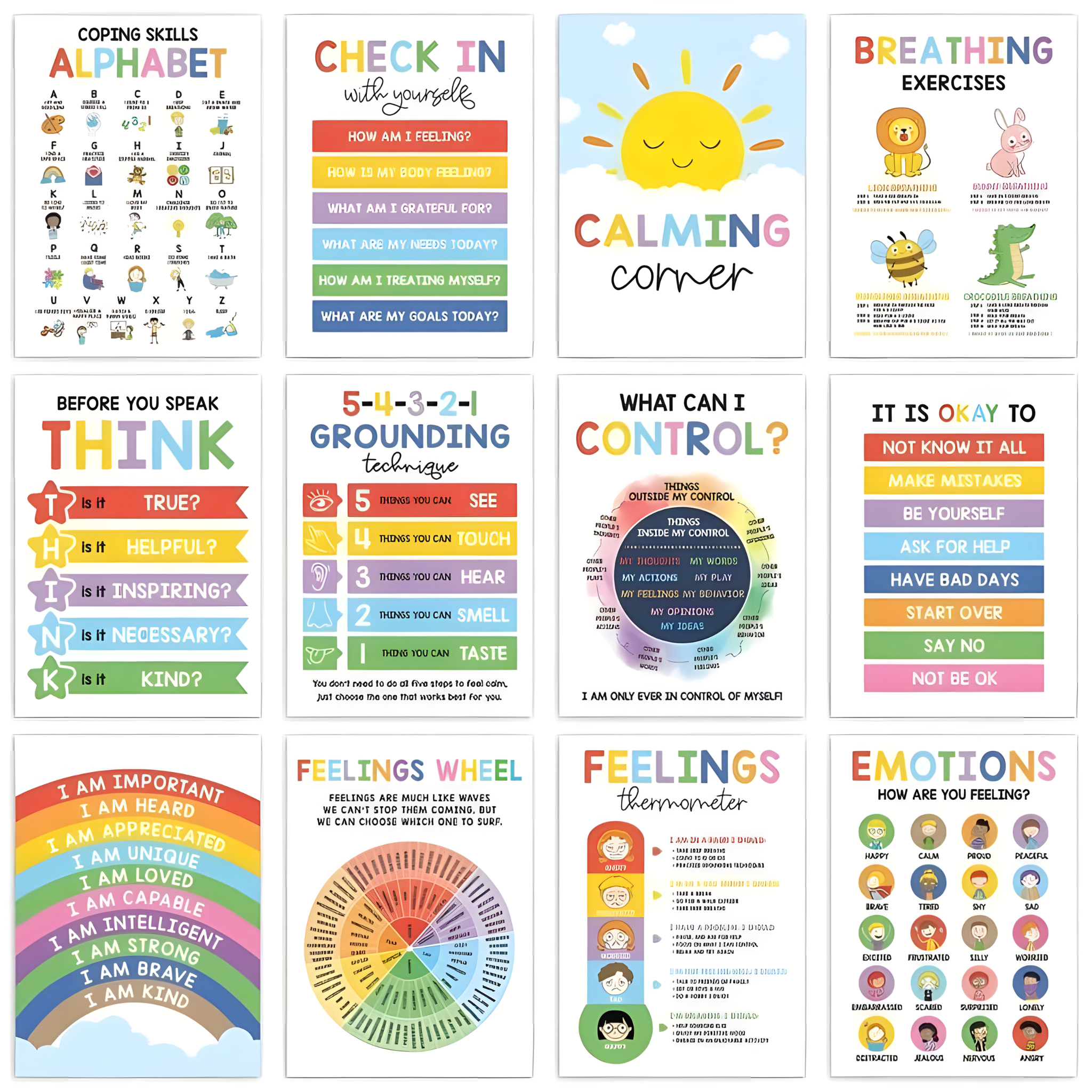Dazzilia™ 12Pcs Calm & Focus Wall Posters