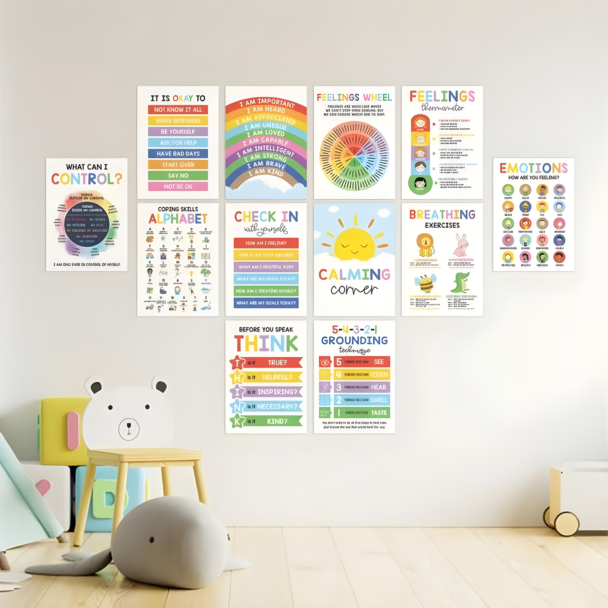 Dazzilia™ 12Pcs Calm & Focus Wall Posters